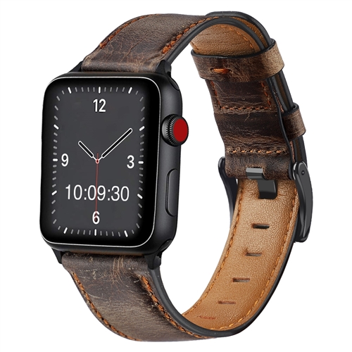 Silver apple watch hot sale leather band